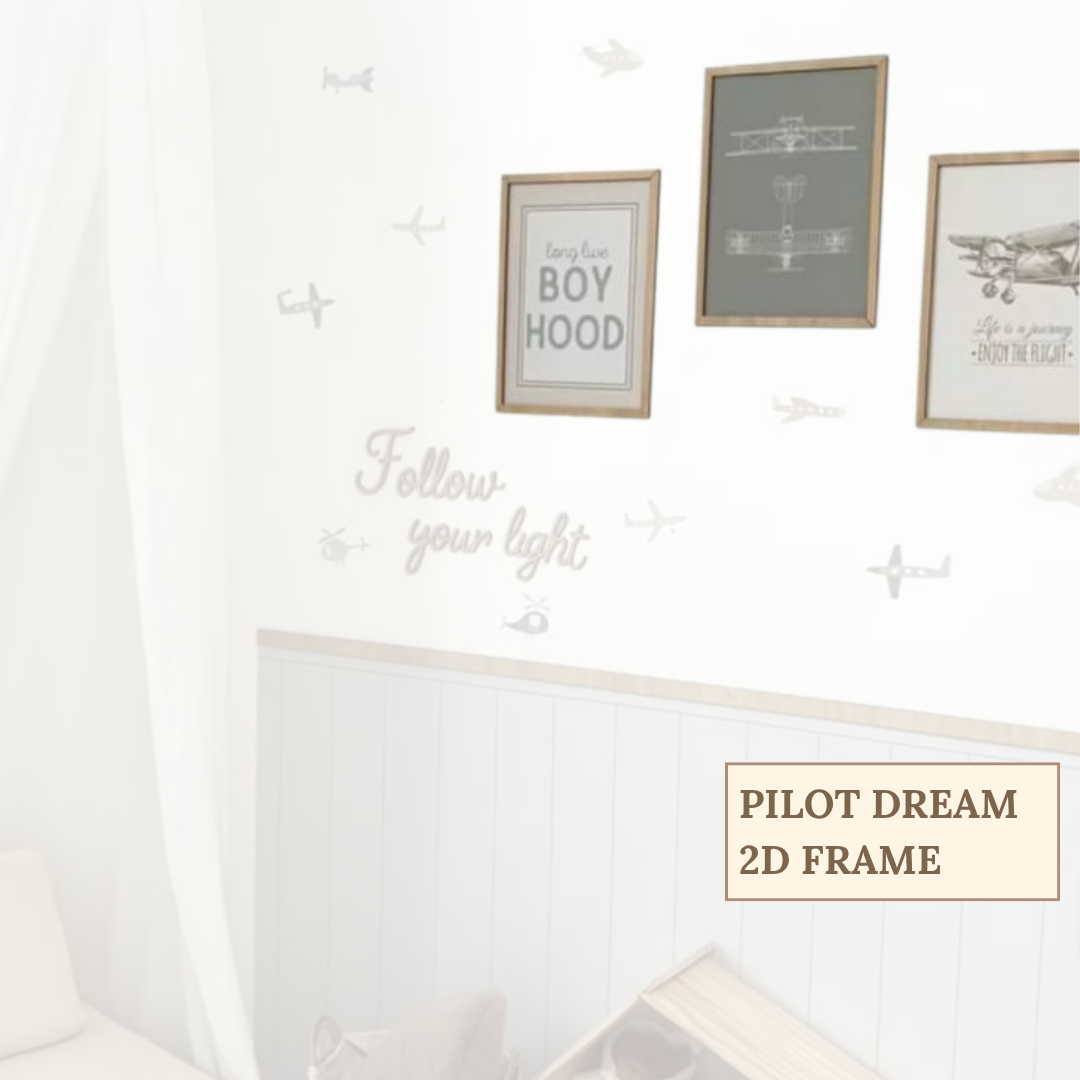 Pilot Dream With Wooden Classic Border Bottom And Upper Sticker[Size:W1.8*H2.5m][Weejoyz]