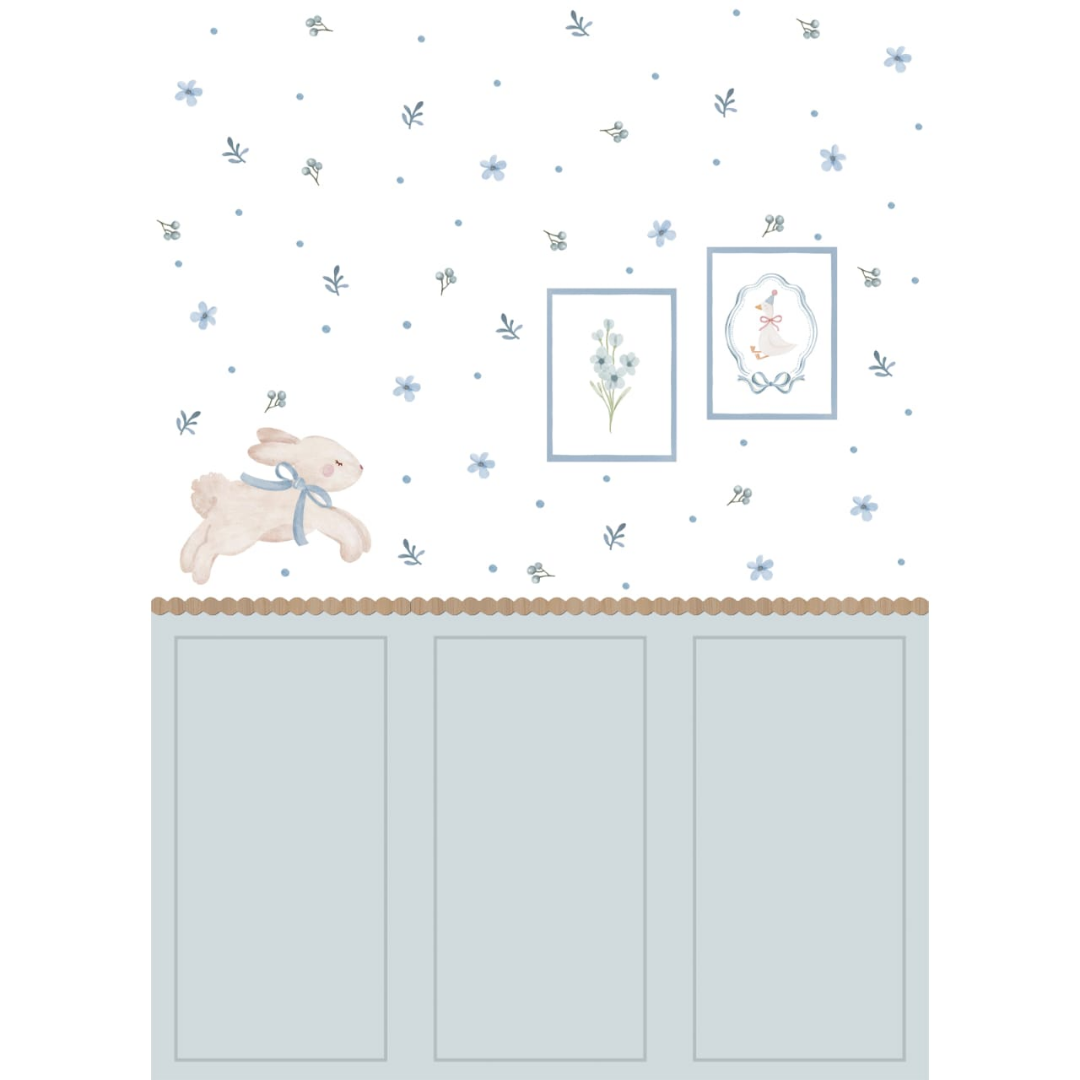 Breeze Bunny With Wooden Classic Border Bottom And Upper Sticker[Sizs:W1.8*H2.5m][Weejoyz]