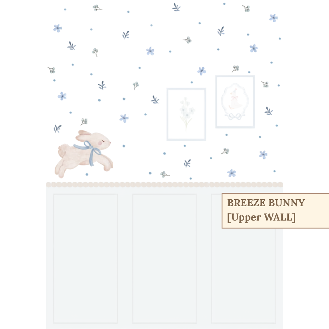 Breeze Bunny With Wooden Classic Border Bottom And Upper Sticker[Sizs:W1.8*H2.5m][Weejoyz]