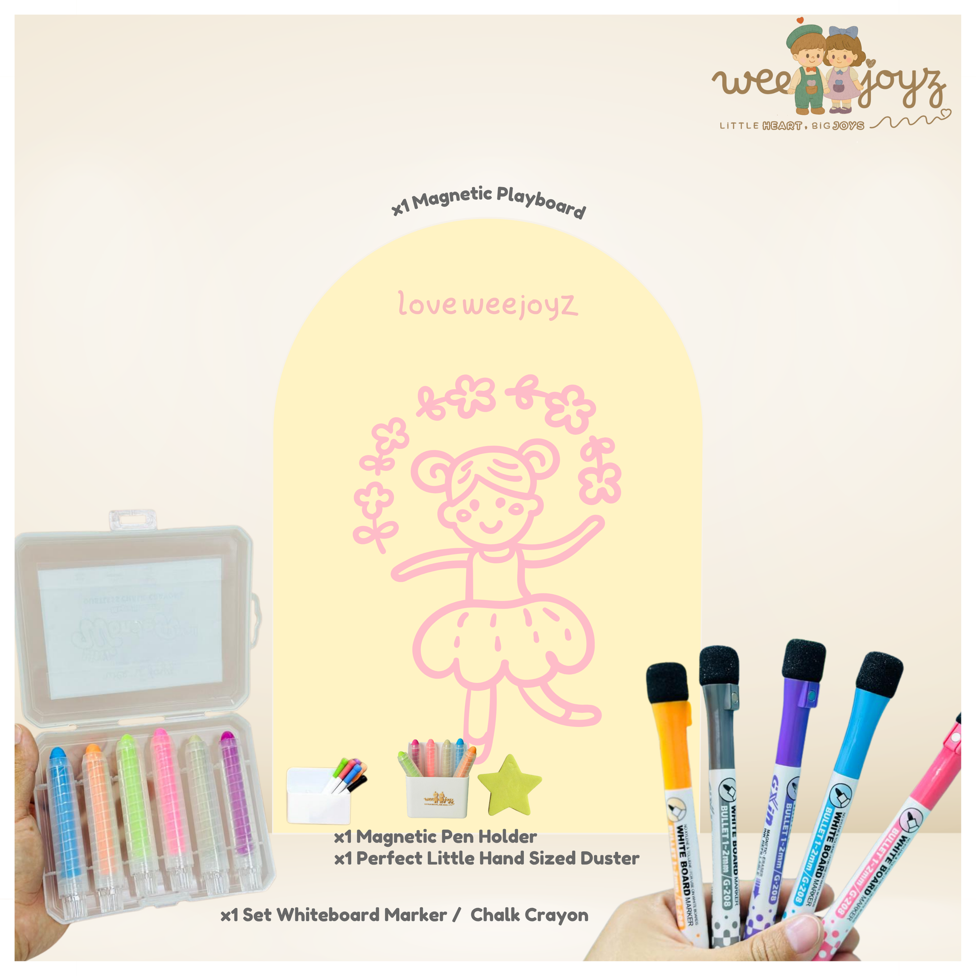 BASIC SET [PLAY WALL + MARKER/CHALK + DUSTER + PEN HOLDER][WEEJOYZ]
