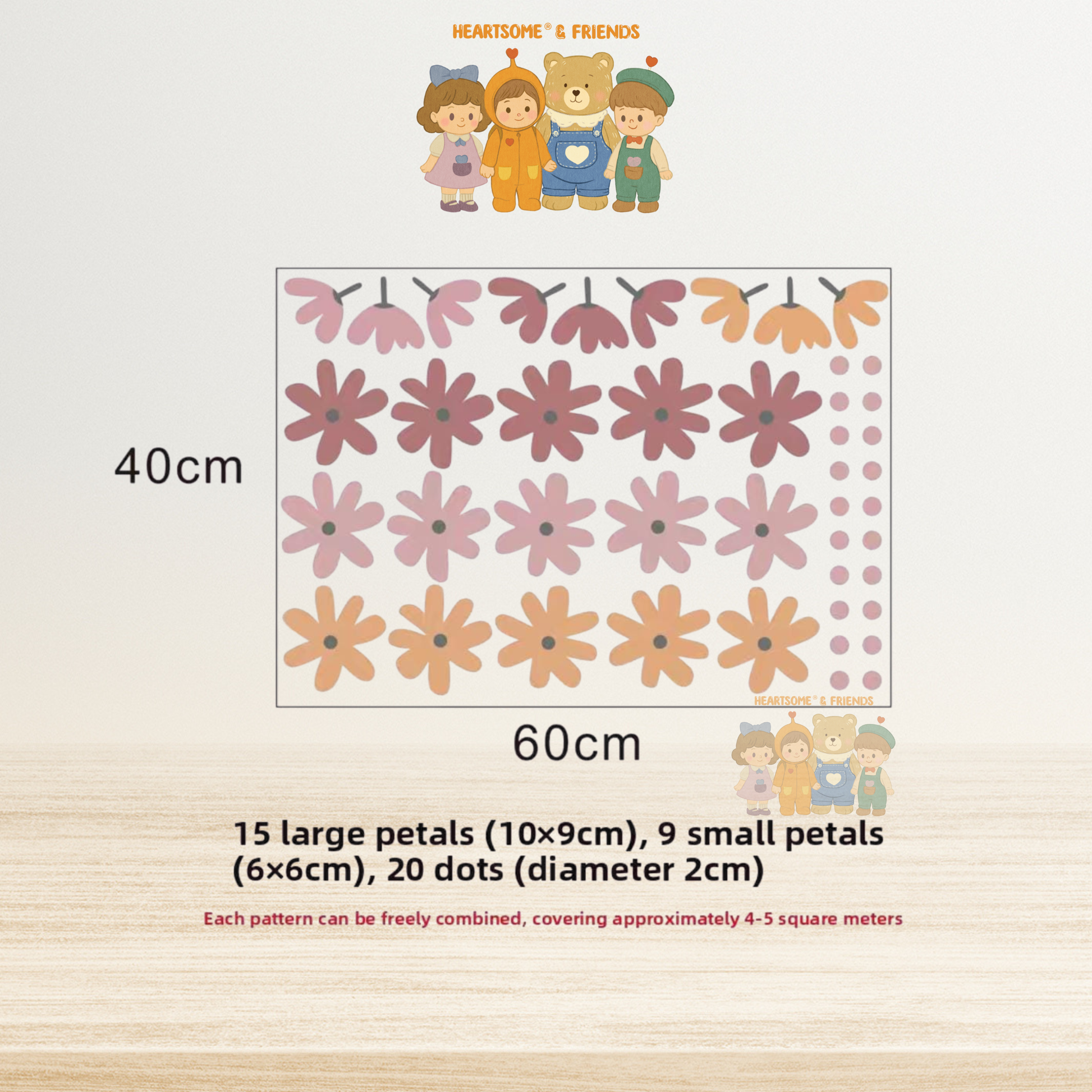 DAISY SCANDINAVIAN WALL STICKER CONTRAST COLOUR STYLE FOR CHILDREN'S ROOM/BEDROOM[WEEJOYZ]