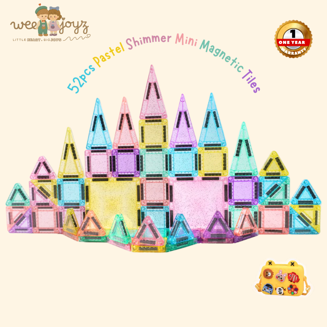 Pastel Shimmer Mini Magnetic Tiles [52pcs][Weejoyz]