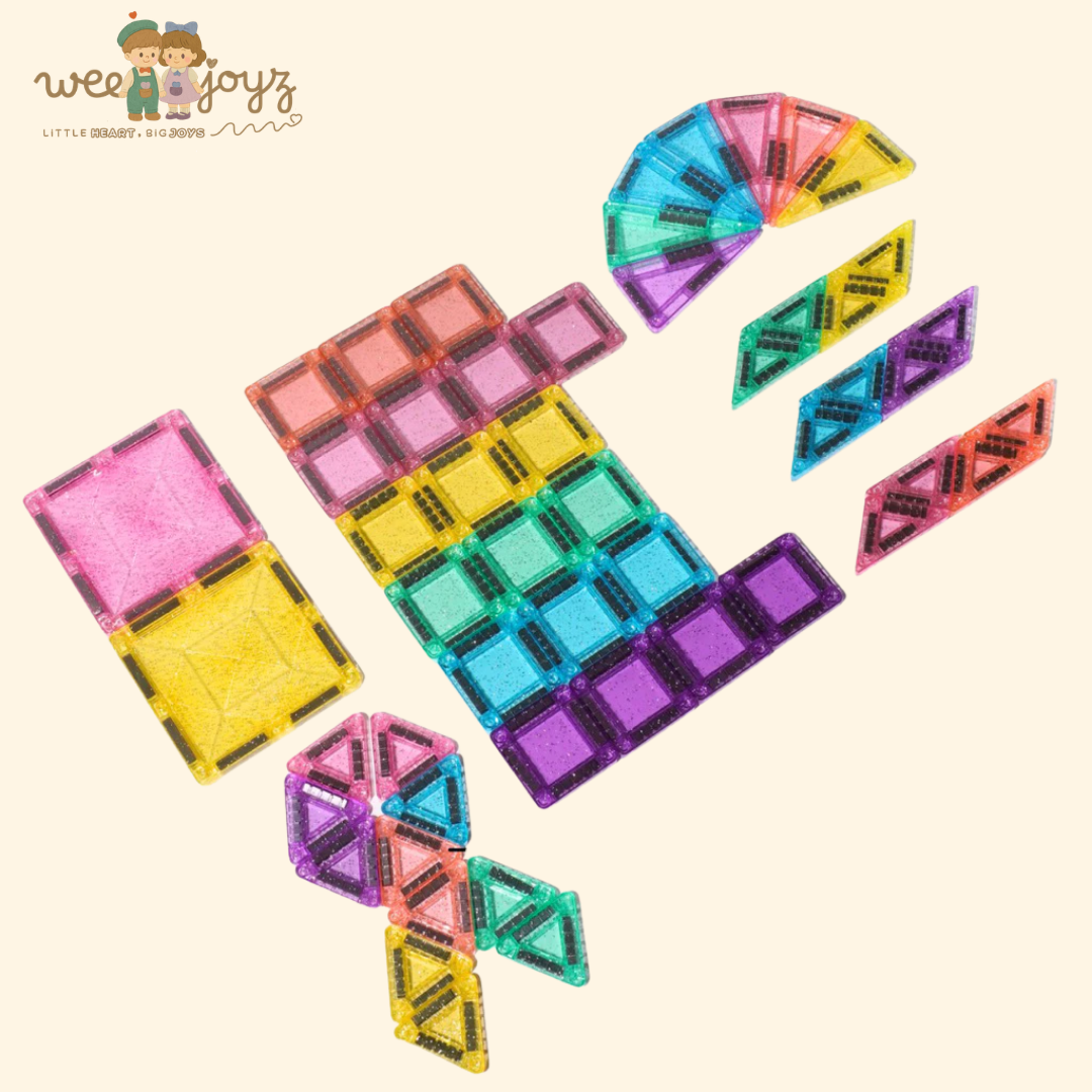 Pastel Shimmer Mini Magnetic Tiles [52pcs][Weejoyz]