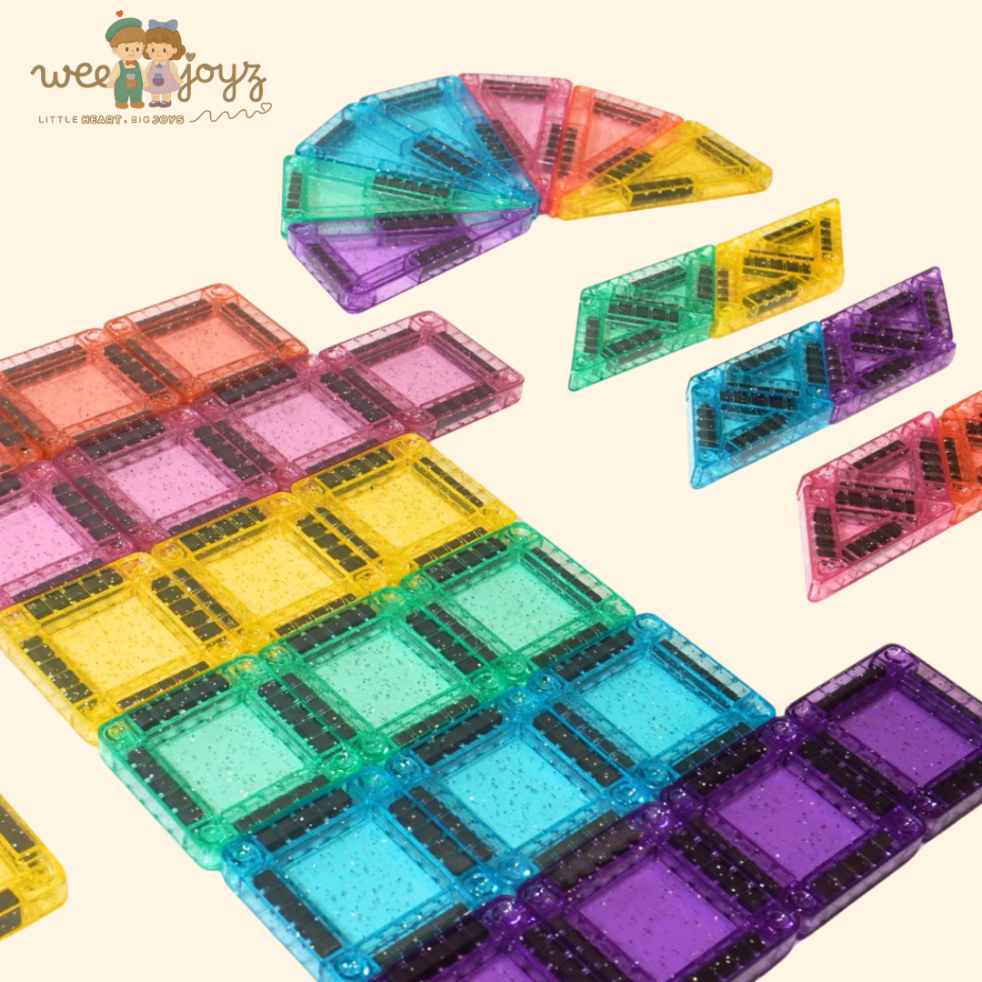 Pastel Shimmer Mini Magnetic Tiles [52pcs][Weejoyz]