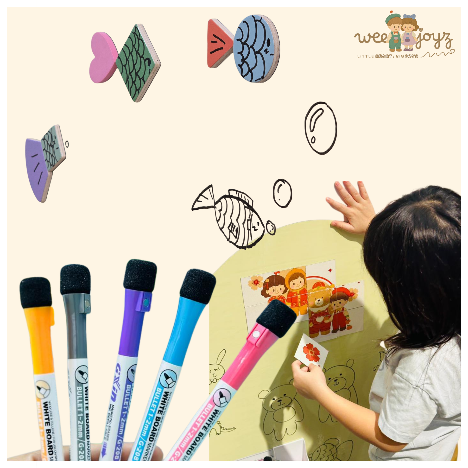 WONDER MAG- WHITEBOARD MARKER][5 COLOURS][WEEJOYZ]