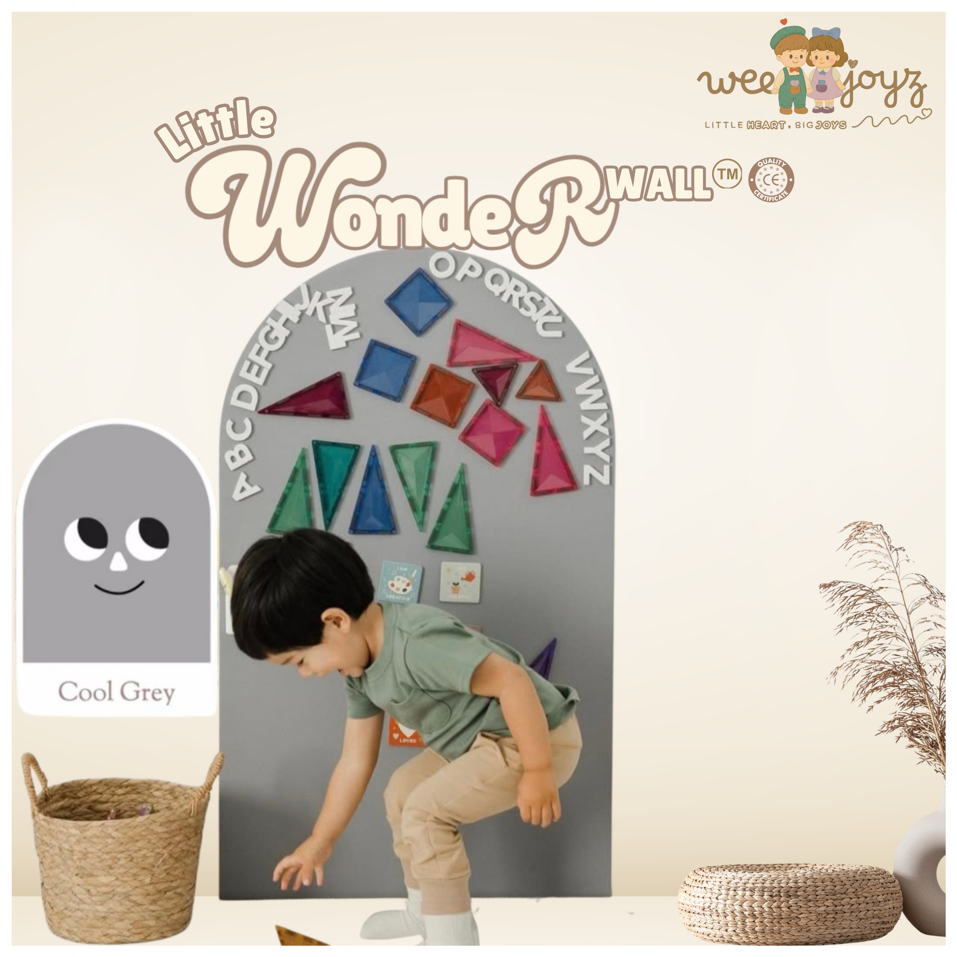 LITTLE WONDERWALL™ MAGNETIC WALL-DECAL CANVAS [MATTE COOL GREY] [WEEJOYZ]