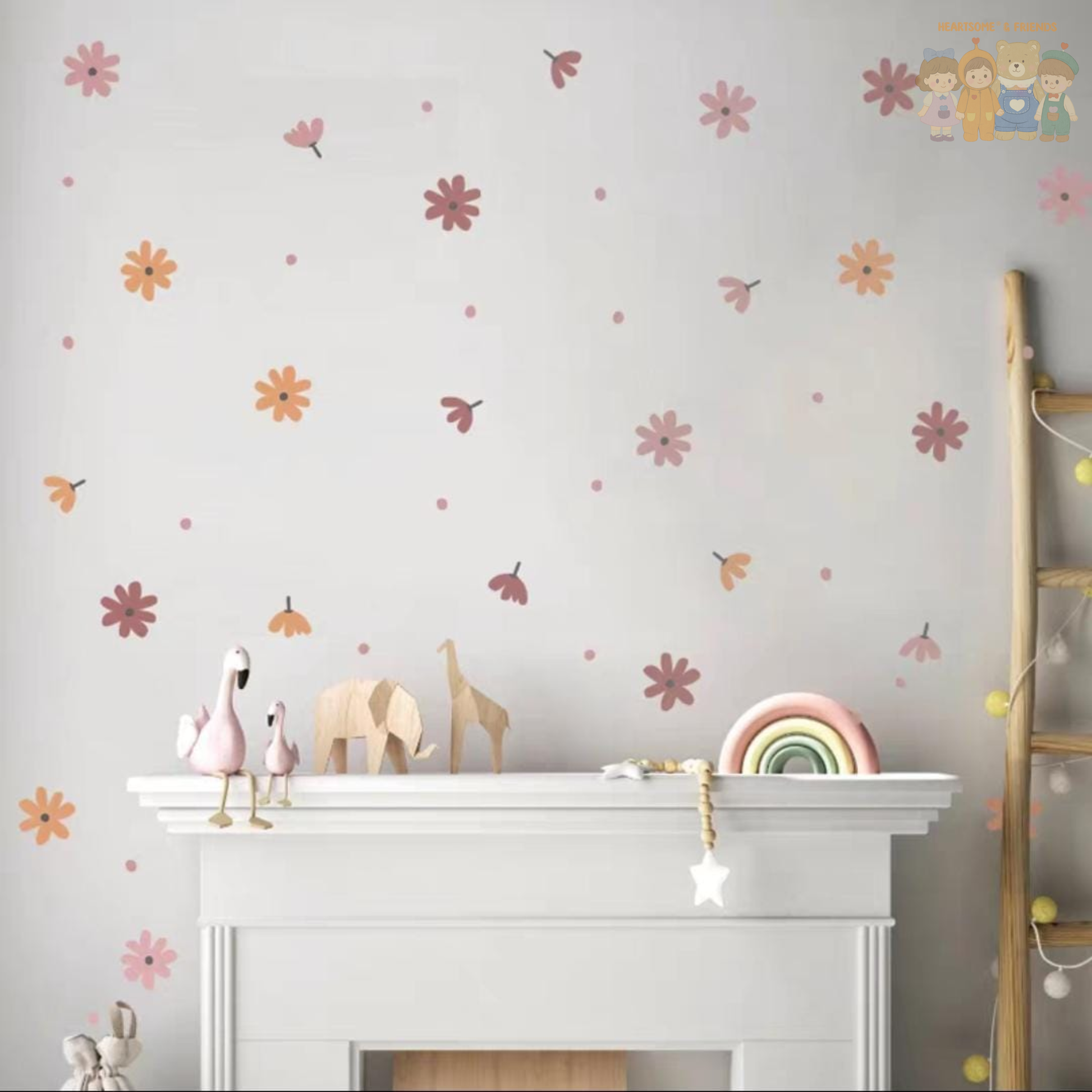 DAISY SCANDINAVIAN WALL STICKER CONTRAST COLOUR STYLE FOR CHILDREN'S ROOM/BEDROOM[WEEJOYZ]