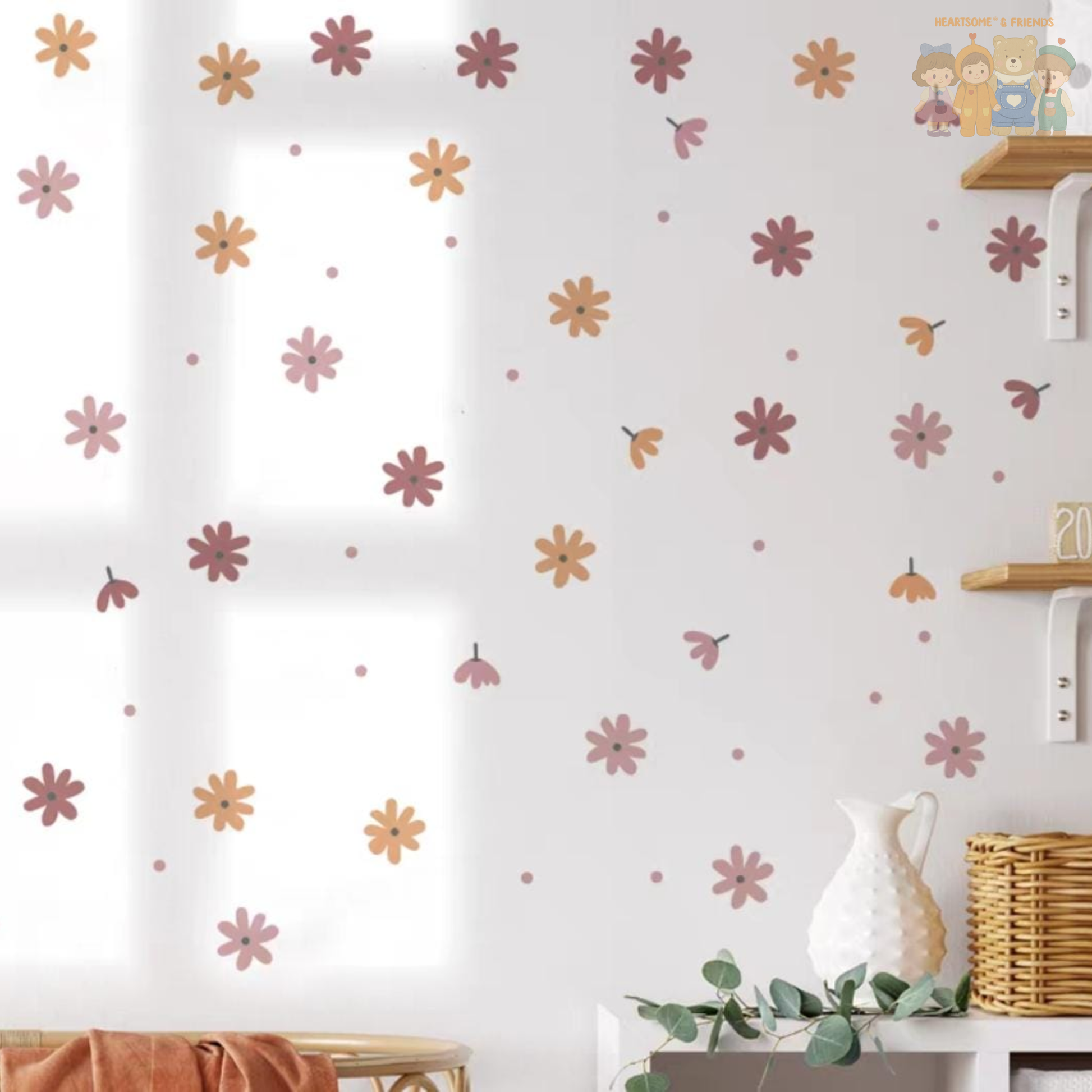 DAISY SCANDINAVIAN WALL STICKER CONTRAST COLOUR STYLE FOR CHILDREN'S ROOM/BEDROOM[WEEJOYZ]
