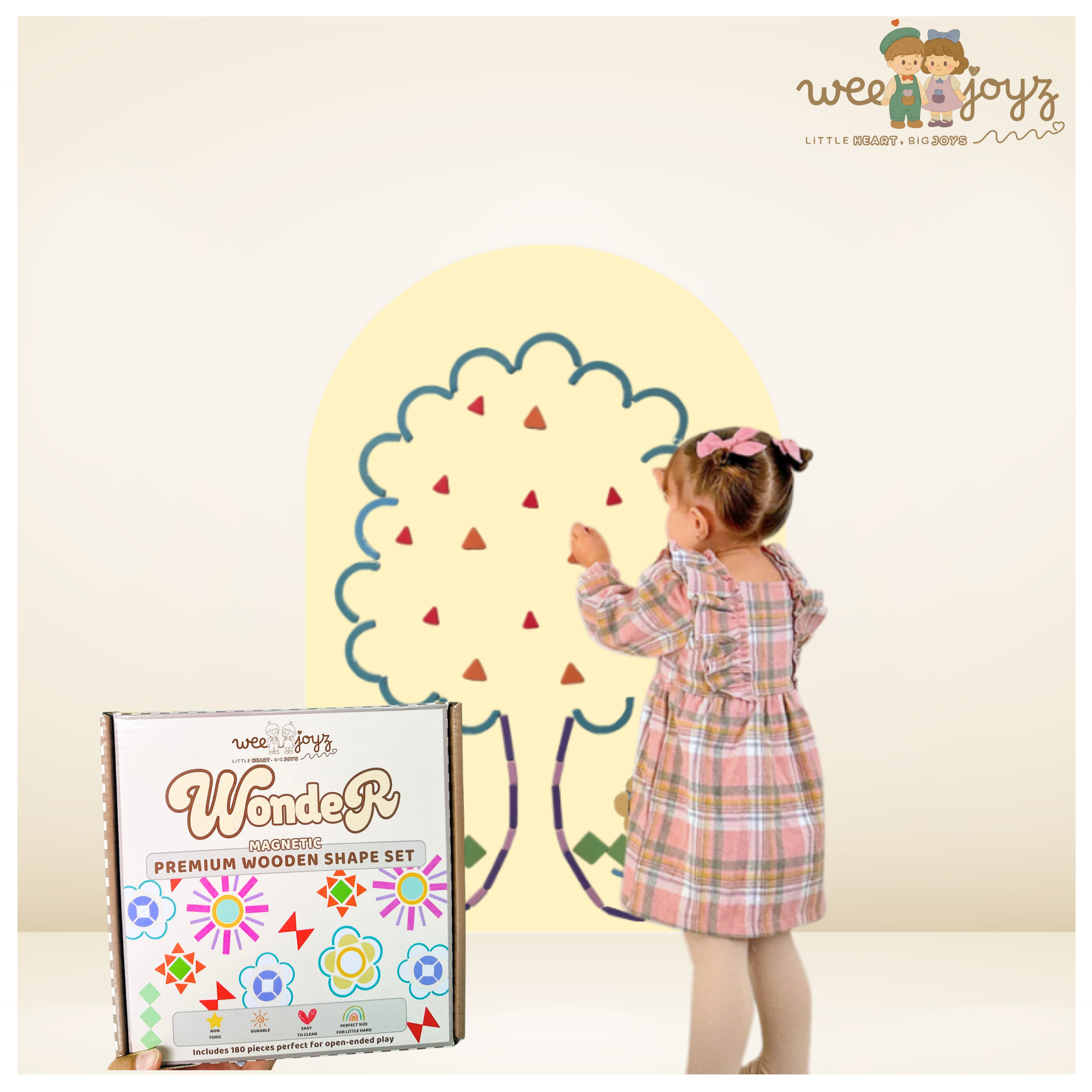 WONDER PREMIUM WOODEN MAG-SHAPE SET [180 PIECES][WEEJOYZ]