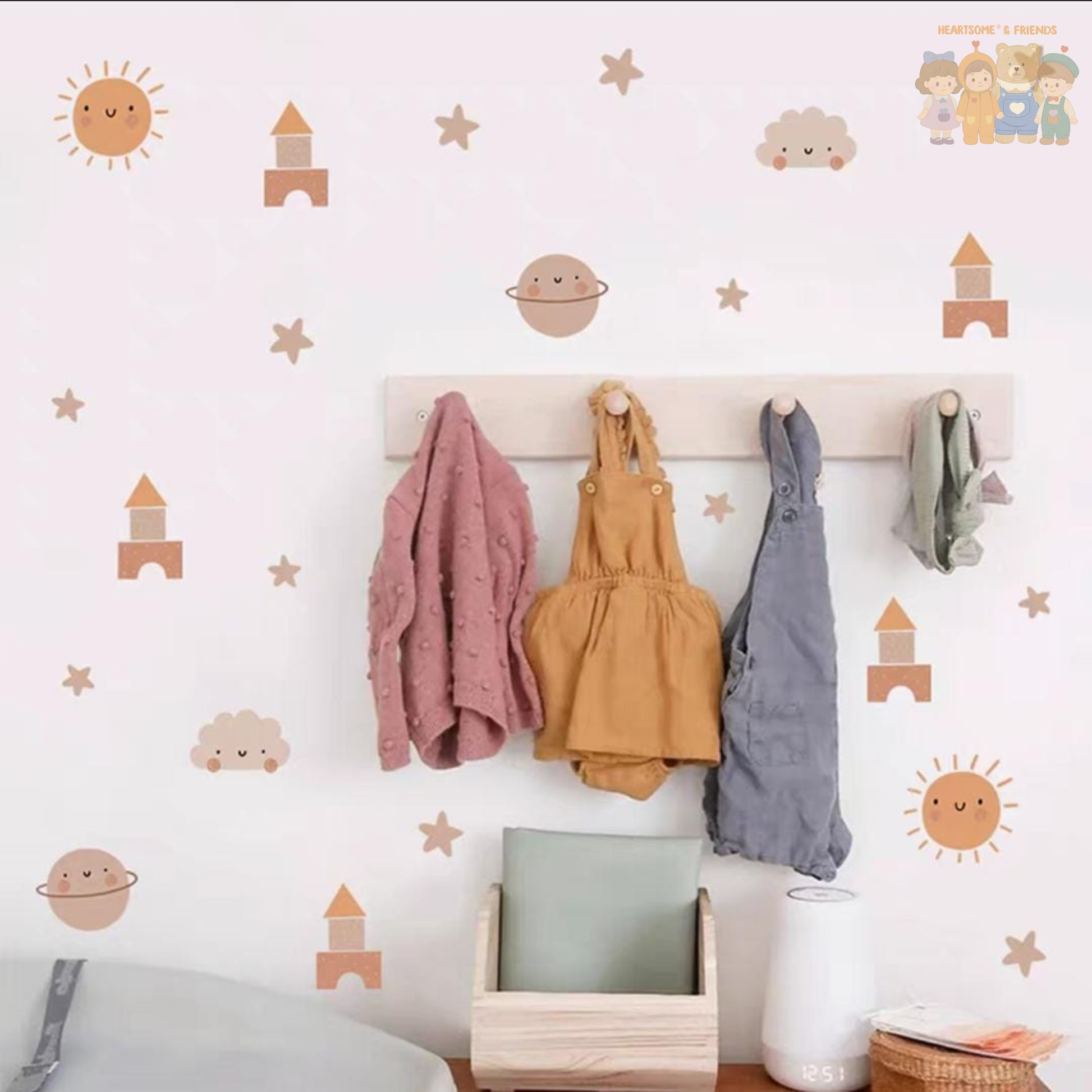 CASTLE CLOUDS SUN SELF-ADHESIVE WALL STICKER BOHO STYLE FOR CHILDREN'S ROOM/BEDROOM[WEEJOYZ]